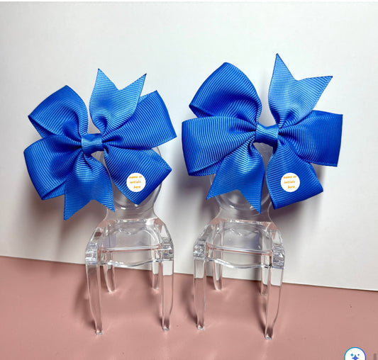 Hair Bows (Pair) - Sky Blue - Personalised