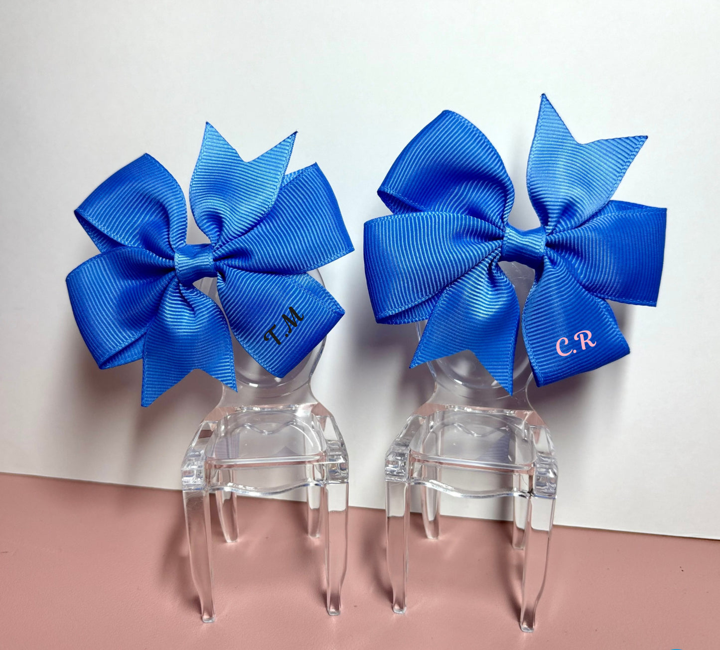 Hair Bows (Pair) - Sky Blue - Personalised