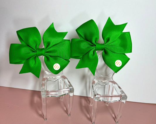 Hair Bows (Pair) - Emerald Green - Personalised