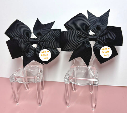 Hair Bows (Pair) - Black - Personalised