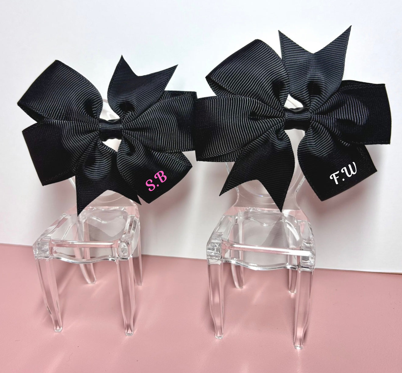 Hair Bows (Pair) - Black - Personalised