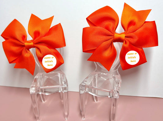 Hair Bows (Pair) - Orange - Personalised