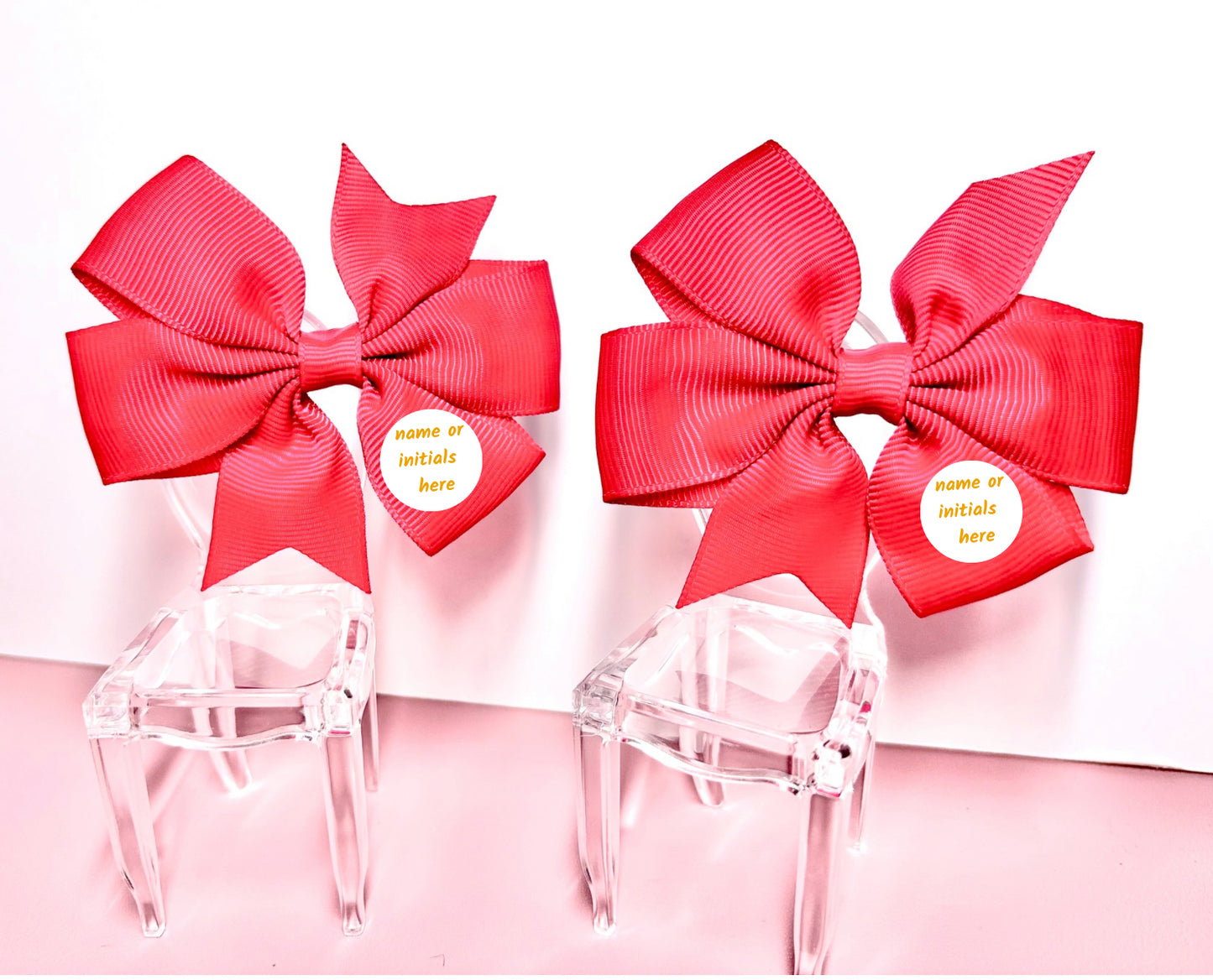 Hair Bows (Pair) - Watermelon Pink- Personalised