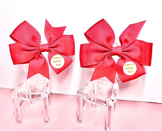 Hair Bows (Pair) - Watermelon Pink- Personalised