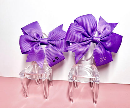 Hair Bows (Pair) - Purple - Personalised