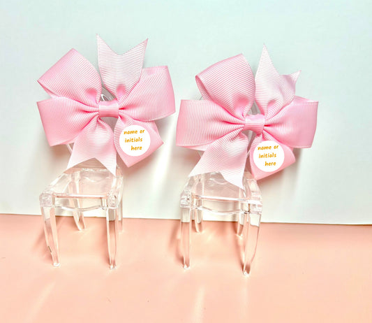 Hair Bows (Pair) - Baby Pink - Personalised