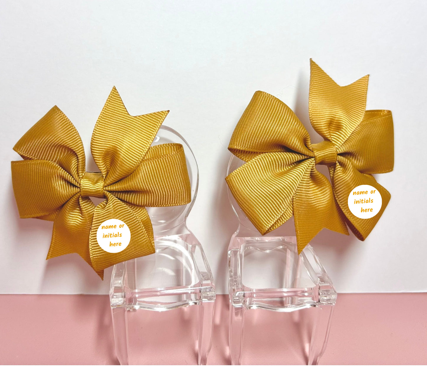 Hair Bows (Pair) - Gold - Personalised