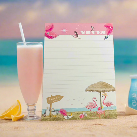 A5 Lined Note Pad Pink by the Ocean Themed 50 Pages 120gsm