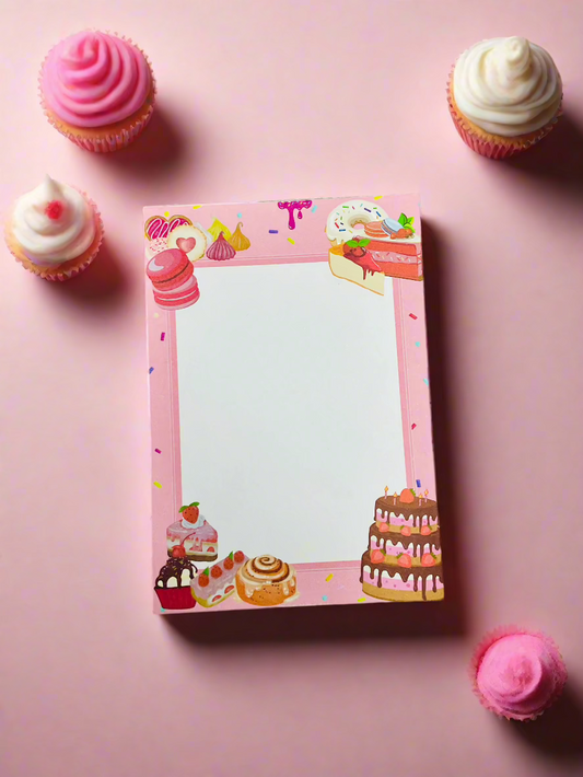 A6 Memo-Pad Pink Patisserie Themed 50pages 120gsm