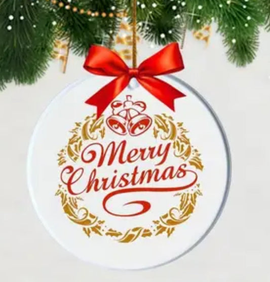 Christmas Ornaments - Personalised- Round Acrylic - White