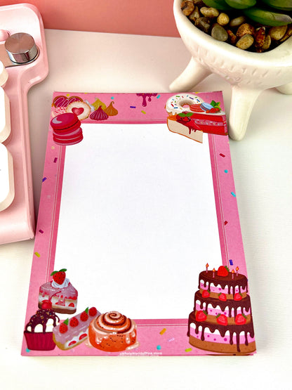 A6 Memo-Pad Pink Patisserie Themed 50pages 120gsm