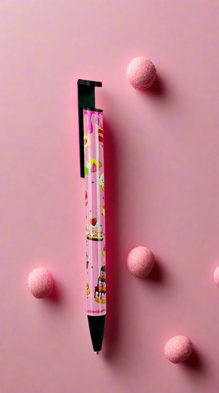 Ballpoint Pen Pink Patisserie Themed - Black Ink