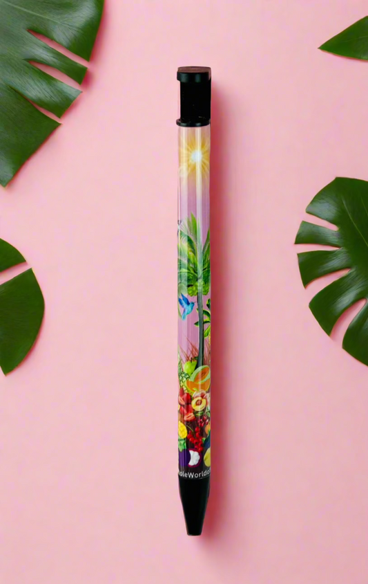 Ballpoint Pen Tropically Pink Themed - Black Ink