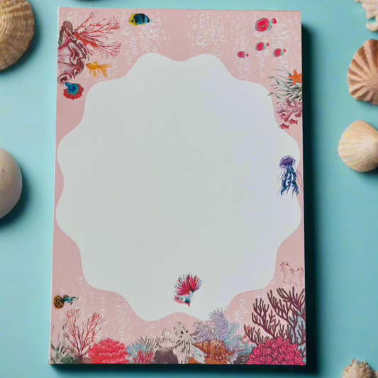 A6 Memo-Pad Aquatic Pink Themed 50pages 120gsm