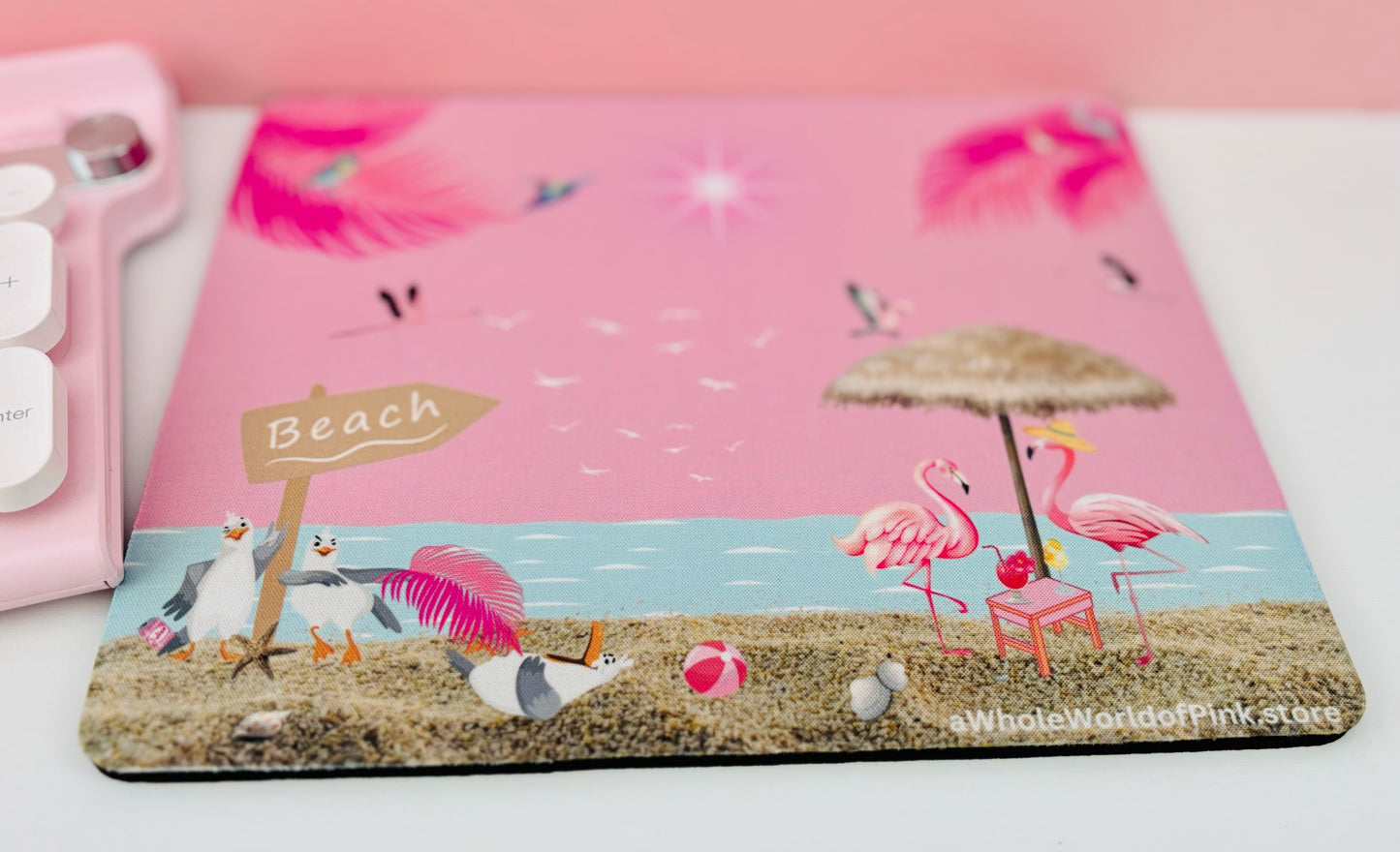 Mouse Pad Pink by the Ocean Themed