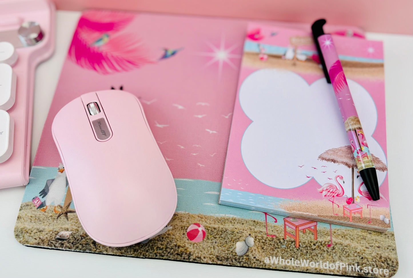 Mouse Pad Pink by the Ocean Themed