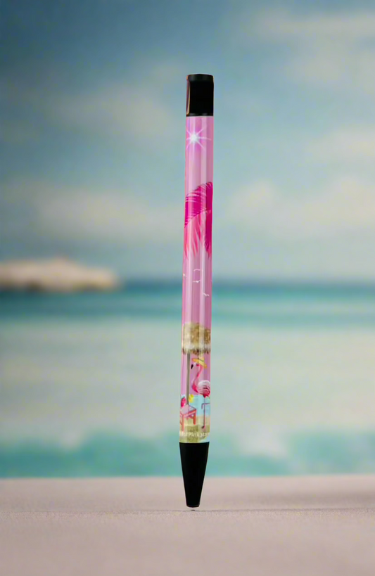 Ballpoint Pen Pink by the Ocean Themed - Black Ink