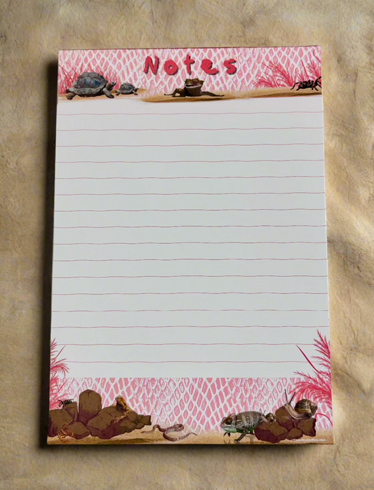 A5 Lined Note Pad Pink Terrarium Themed 50 Pages 120gsm