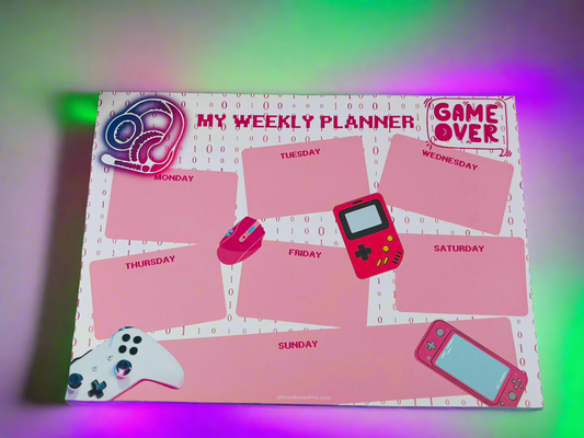 Weekly Agenda Ready Player Pink Themed Design 120gsm