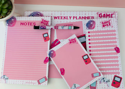 A5 Lined Note Pad Ready Player Pink Themed 50 Pages 120gsm