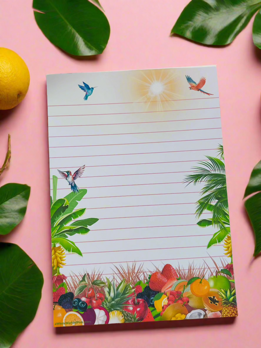 A5 Lined Note Pad Tropically Pink Themed 50 Pages 120gsm