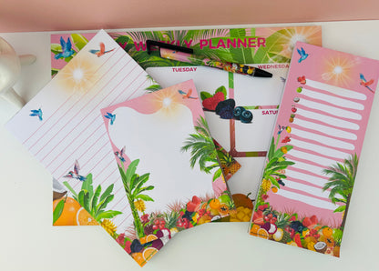 A5 Lined Note Pad Tropically Pink Themed 50 Pages 120gsm