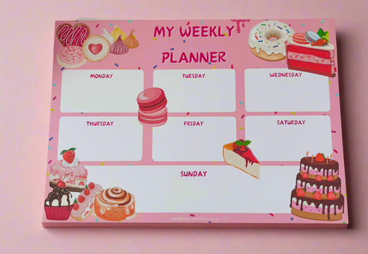 Weekly Agenda Pink Patisserie Themed Design 120gsm