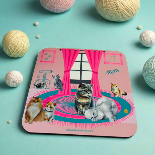 Corked-Backed Coasters Purrfectly Pink Themed