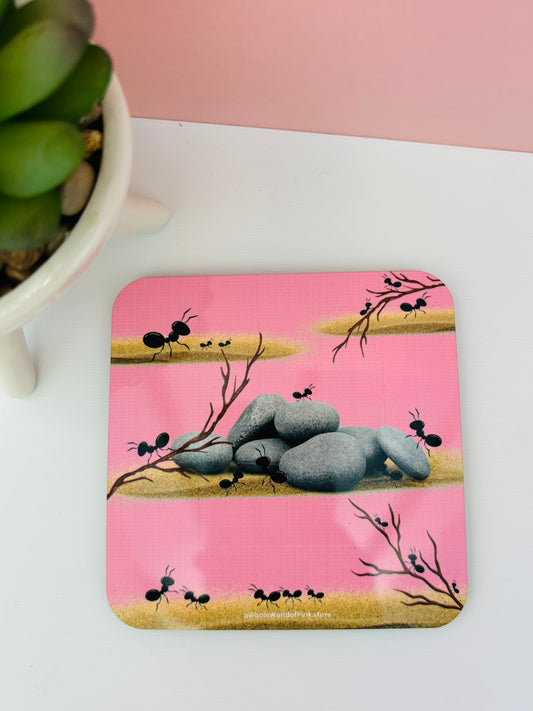 Corked-Backed Coasters Marching Pink by Pink Themed