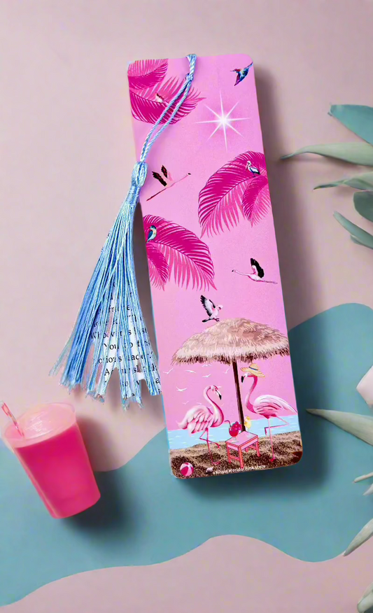 Tassel Bookmark Pink by the Ocean Themed 300gsm