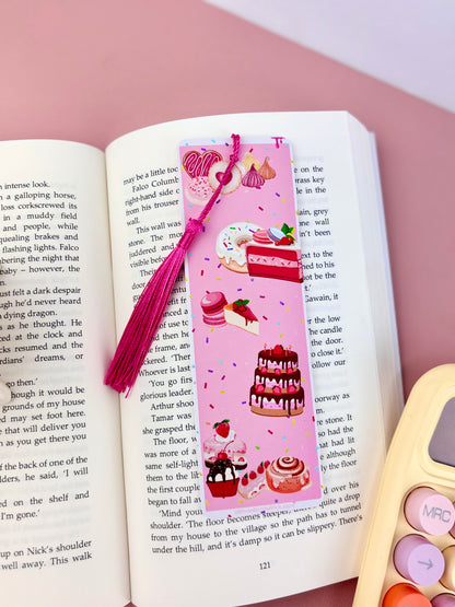 Tassel Bookmark Pink Patisserie Themed 300gsm