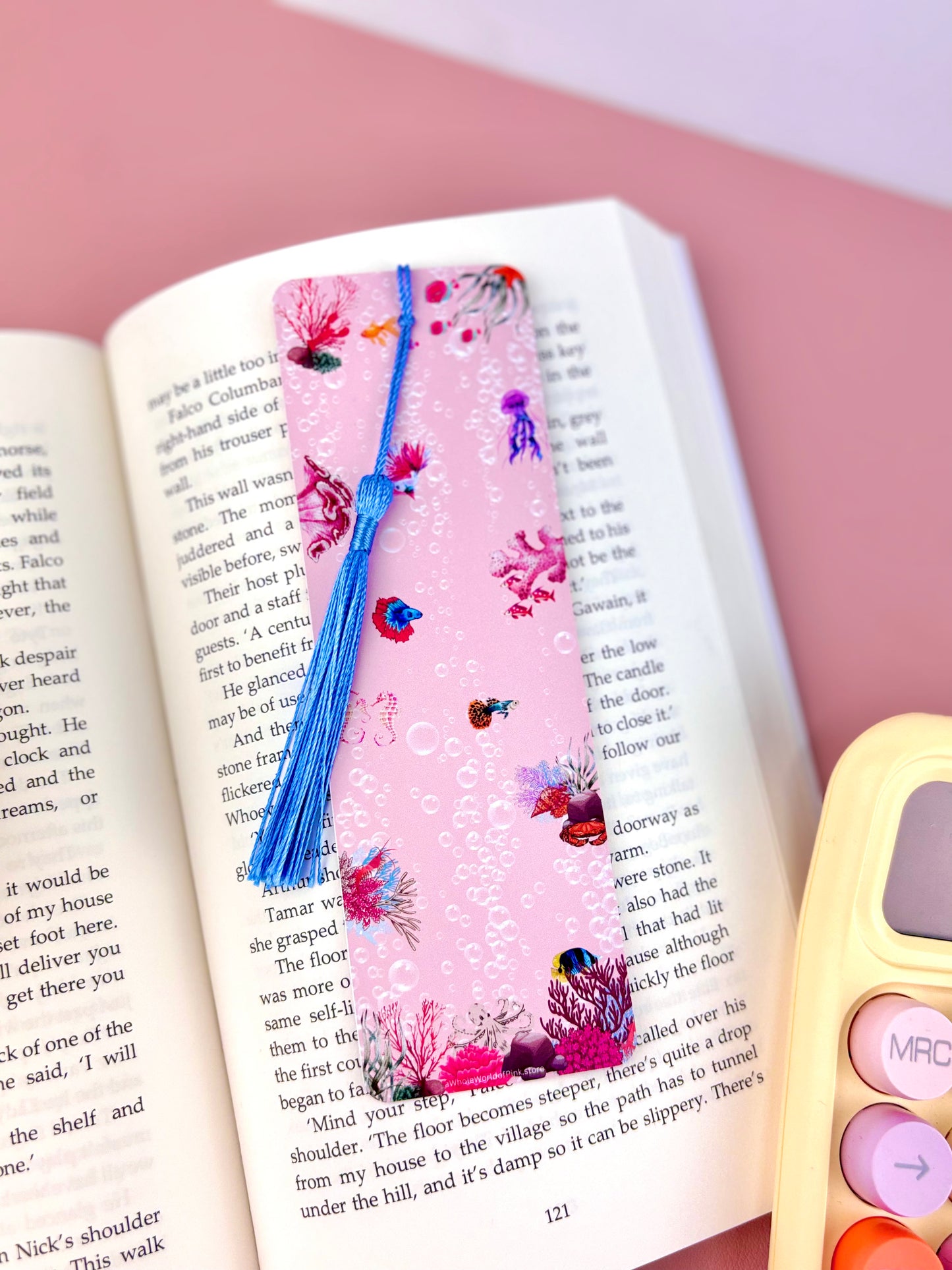 Tassel Bookmark Aquatic Pink Themed 300gsm