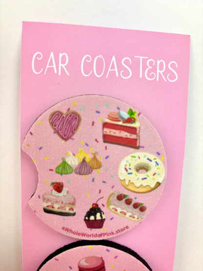 Car Coasters Pink Patisserie Themed (Pack of 2)