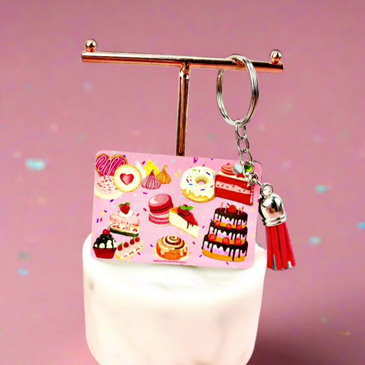 Key Ring Pink Patisserie Themed