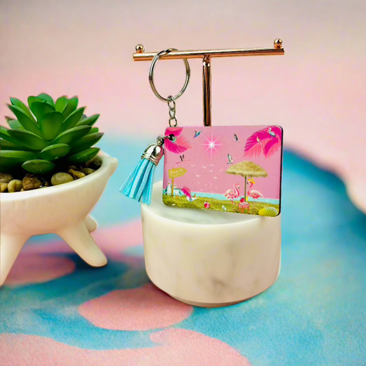 Key Ring Pink by the Ocean Themed