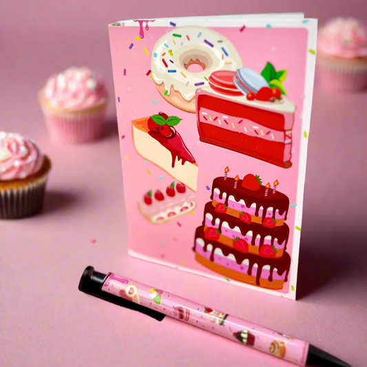 Greeting Card Pink Patisserie Themed 300gsm Paper