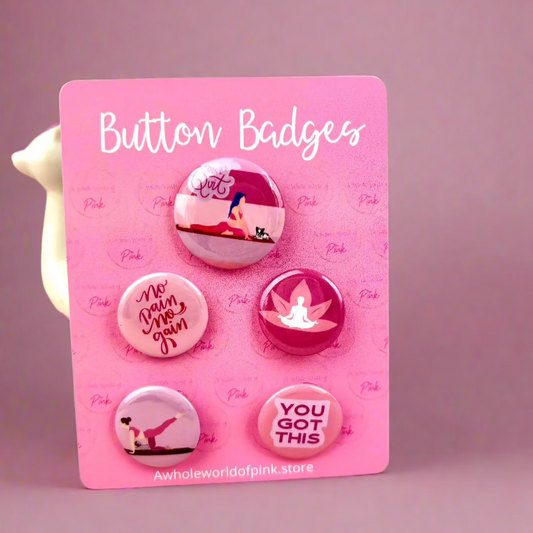 Button Badges - Packet of 5 - Pink Serenity Themed