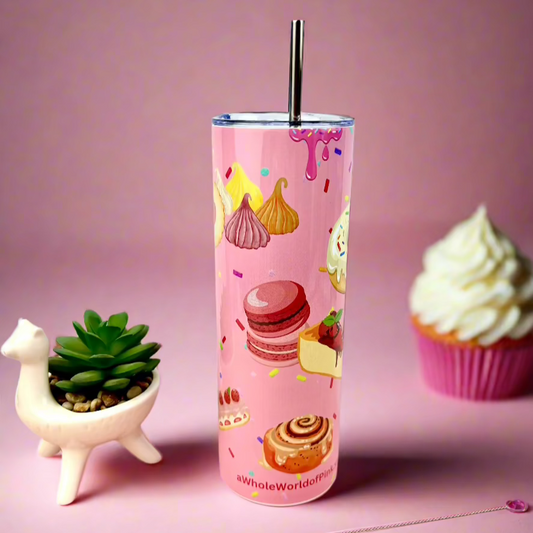 Metal Tumbler Pink Patisserie Themed