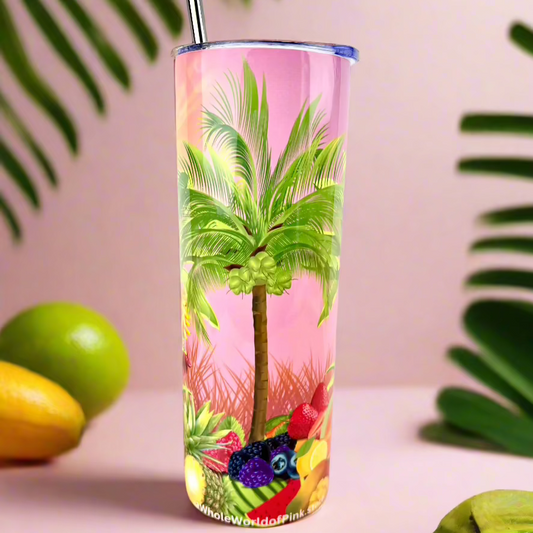 Metal Tumbler Tropically Pink Themed