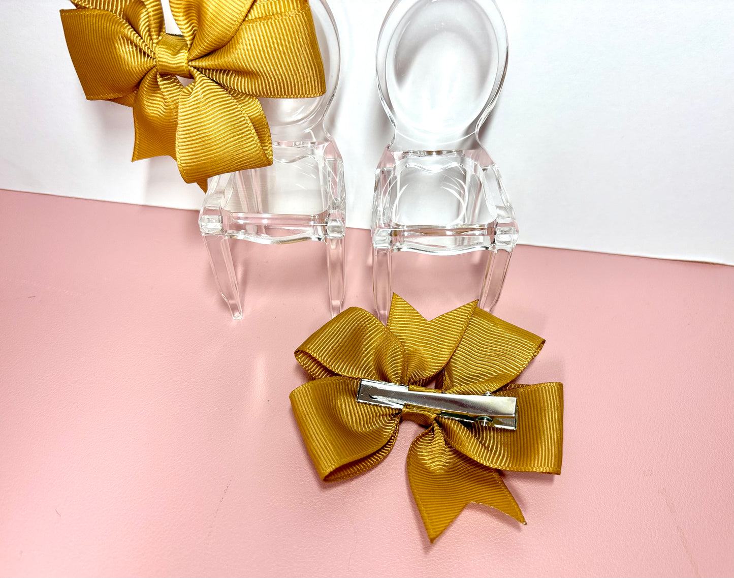 Hair Bows (Pair) - Gold - Personalised