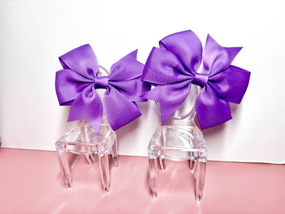 Hair Bows (Pair) - Purple - Personalised