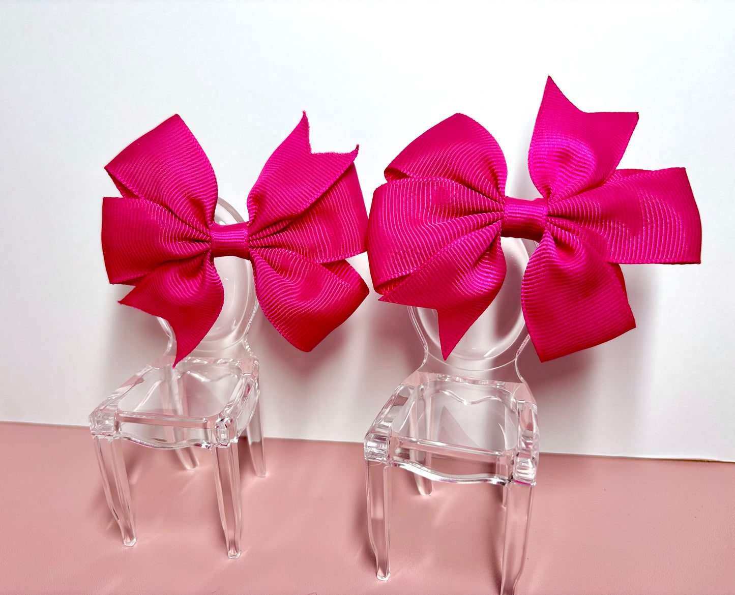 Hair Bows (Pair) - Bright Pink- Personalised