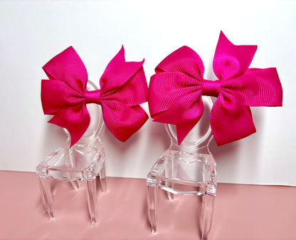 Hair Bows (Pair) - Bright Pink- Personalised