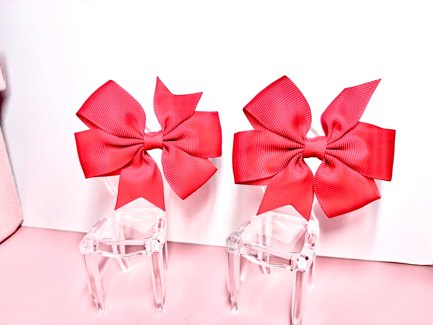 Hair Bows (Pair) - Watermelon Pink- Personalised