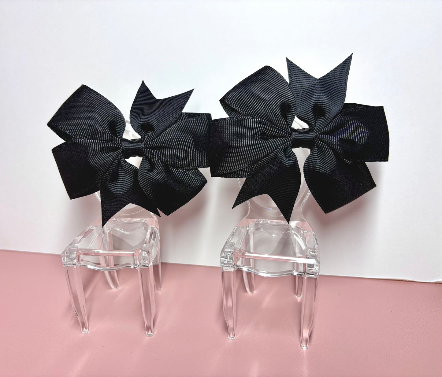 Hair Bows (Pair) - Black - Personalised