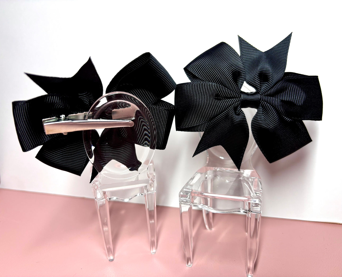 Hair Bows (Pair) - Black - Personalised