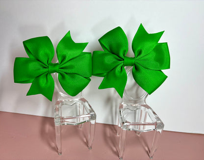 Hair Bows (Pair) - Emerald Green - Personalised