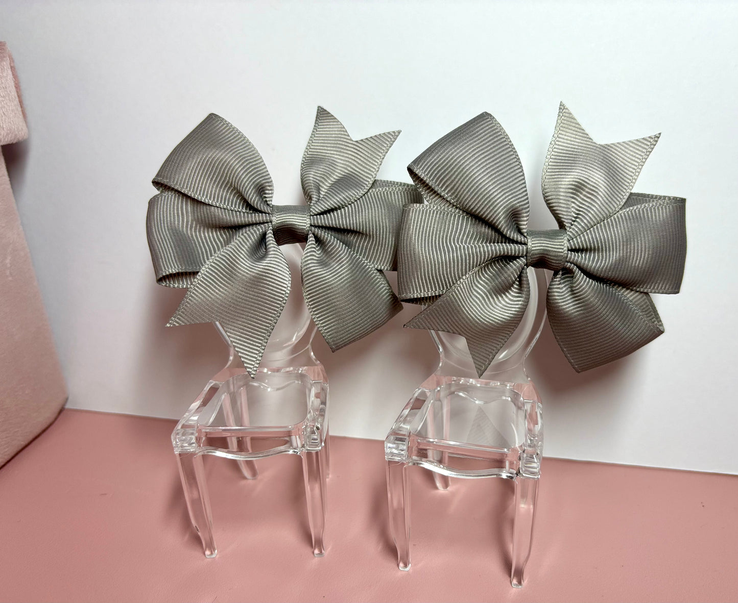 Hair Bows (Pair) - Grey - Personalised