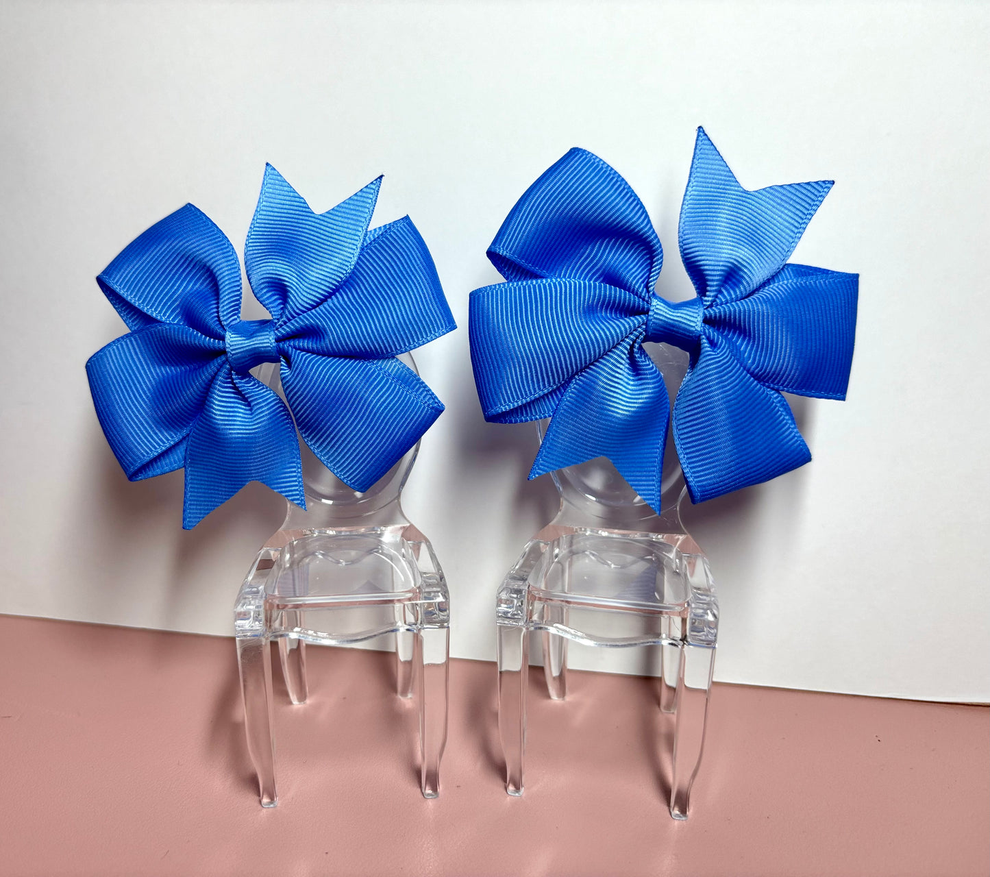 Hair Bows (Pair) - Sky Blue - Personalised