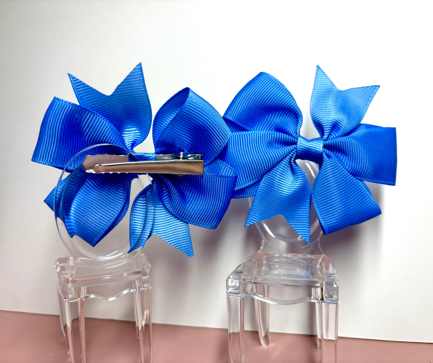 Hair Bows (Pair) - Sky Blue - Personalised